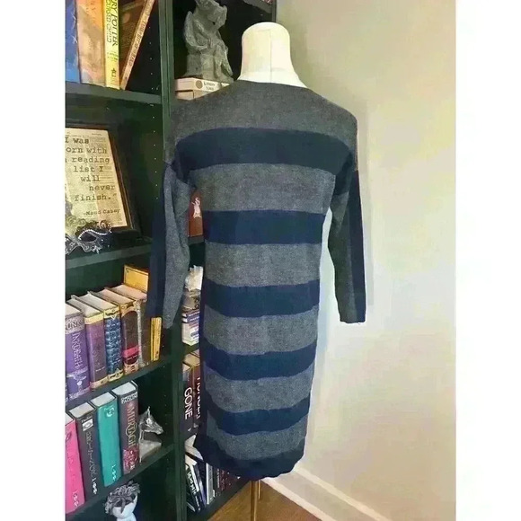 Ann Taylor LOFT Sweater Dress Black and Gray Striped Women's Size XS - Picture 2 of 4